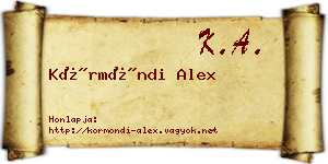 Körmöndi Alex névjegykártya