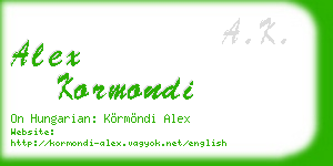alex kormondi business card